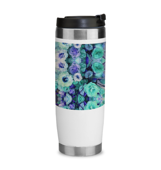 Aqua Flower Kaleidoscope Insulated Tumbler