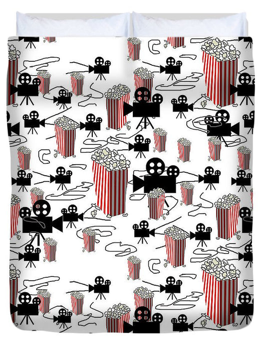 Movie Pattern With Popcorn - Duvet Cover