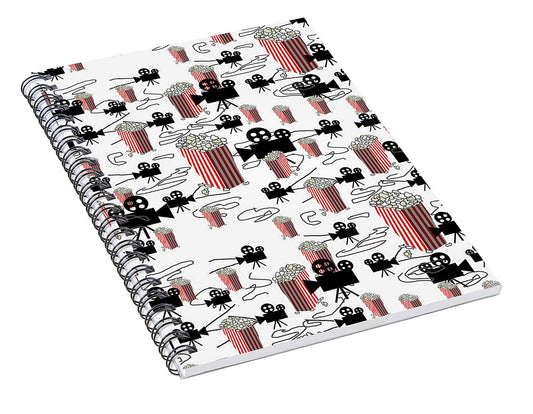 Movie Pattern With Popcorn - Spiral Notebook