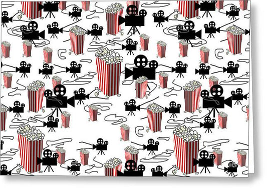 Movie Pattern With Popcorn - Greeting Card