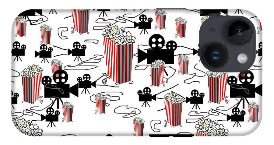 Movie Pattern With Popcorn - Phone Case