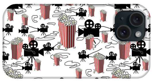 Movie Pattern With Popcorn - Phone Case