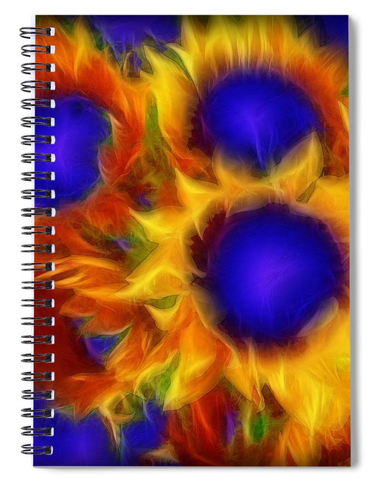 Neon Sunflowers - Spiral Notebook