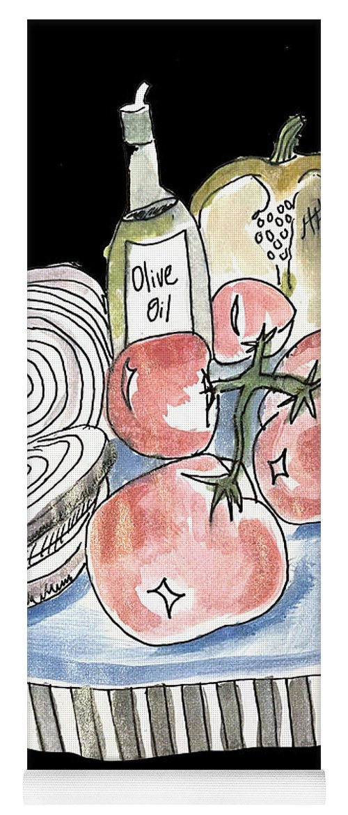 Olive Oil Veg Board Watercolor - Yoga Mat