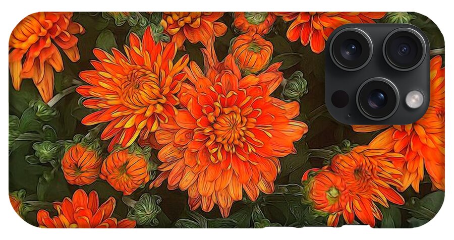 Orange Fall Mums - Phone Case