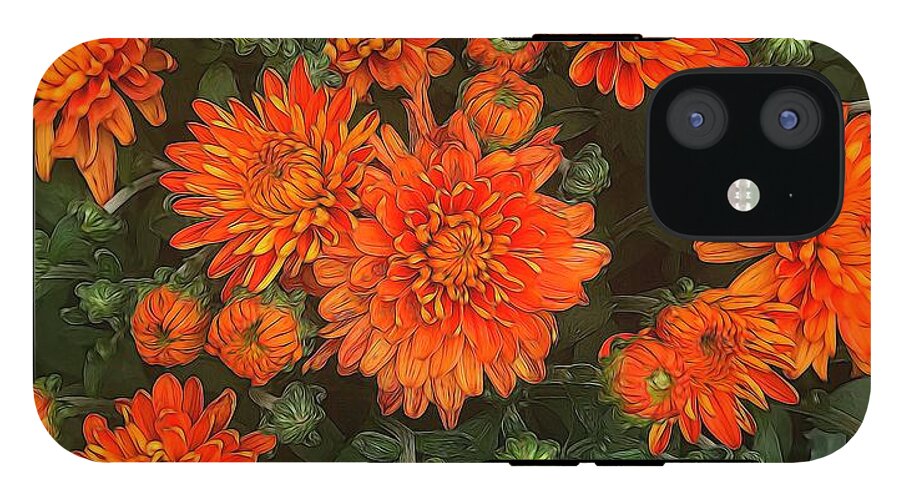 Orange Fall Mums - Phone Case