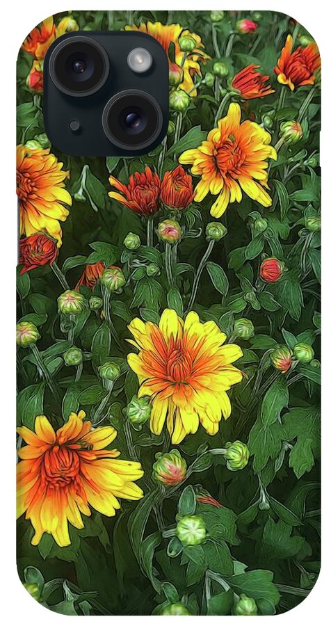 Orange Fall Mums Opening - Phone Case