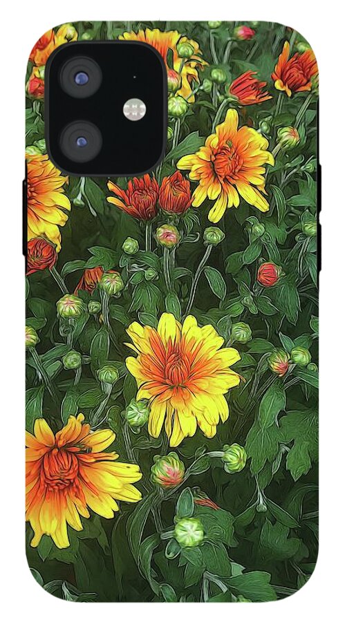 Orange Fall Mums Opening - Phone Case