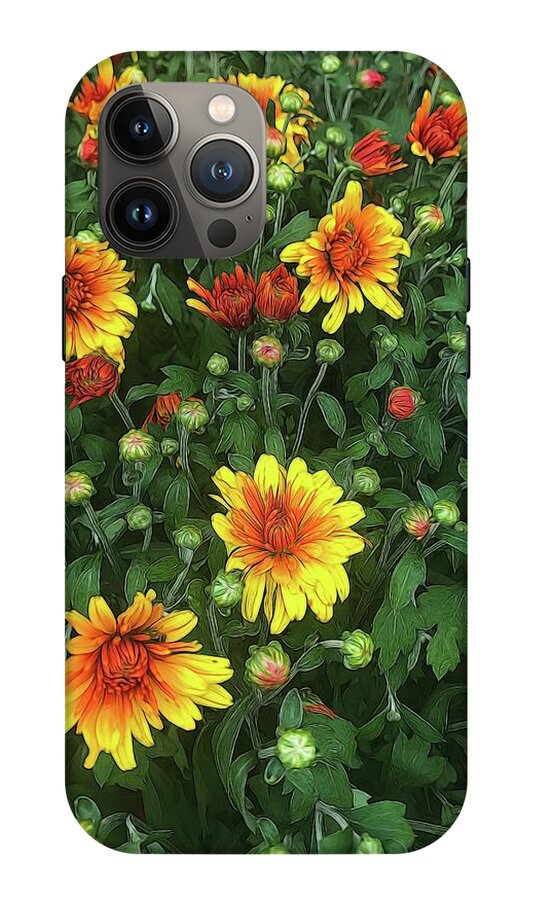 Orange Fall Mums Opening - Phone Case