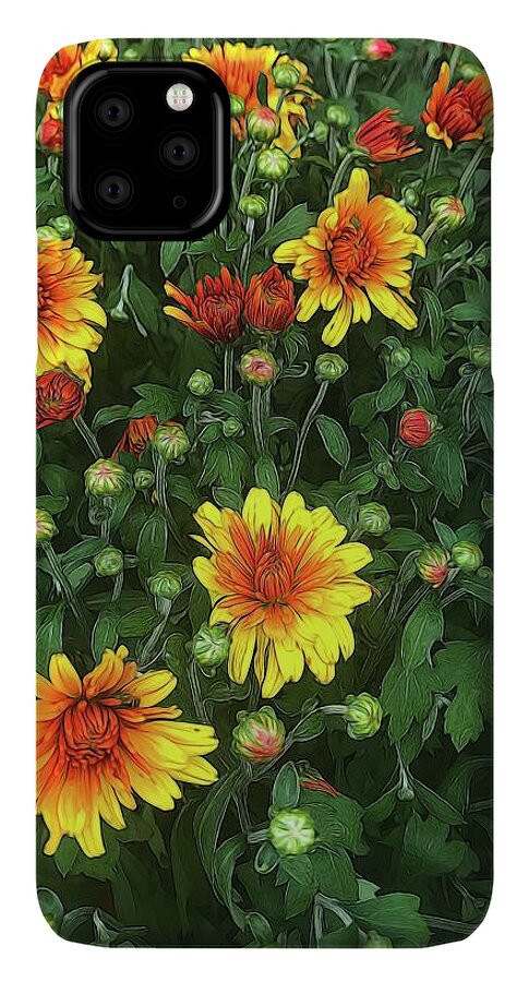 Orange Fall Mums Opening - Phone Case
