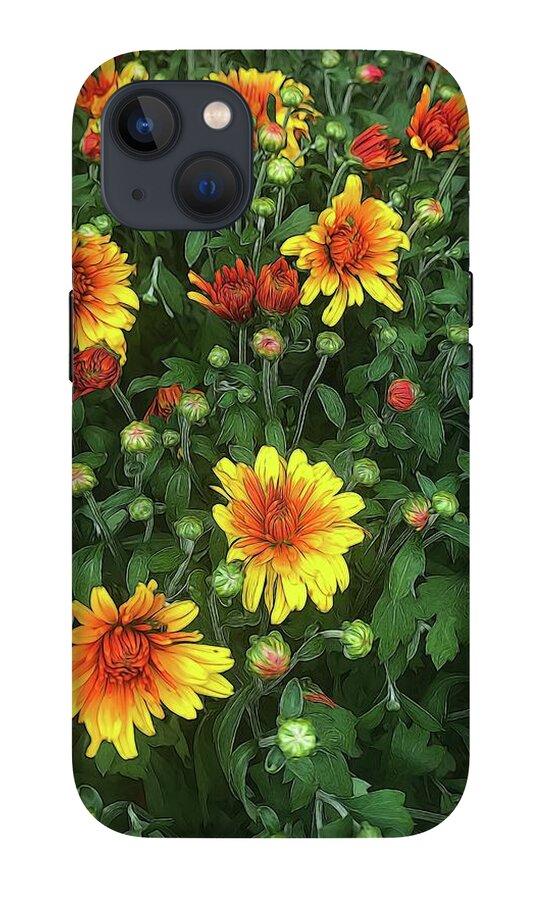 Orange Fall Mums Opening - Phone Case