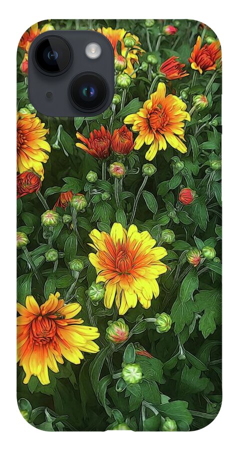 Orange Fall Mums Opening - Phone Case