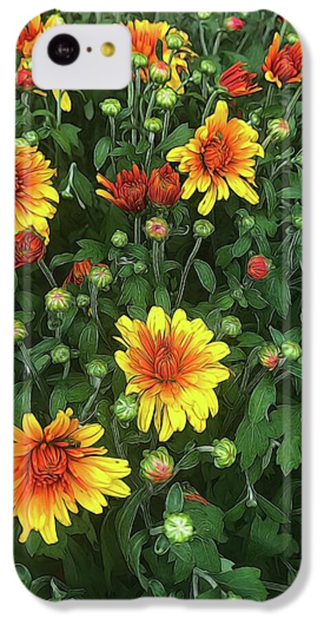 Orange Fall Mums Opening - Phone Case