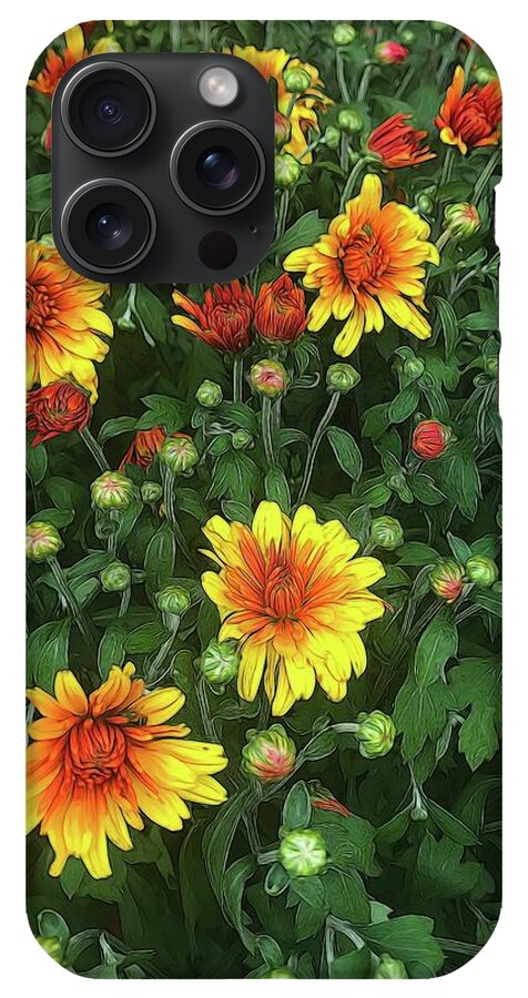 Orange Fall Mums Opening - Phone Case