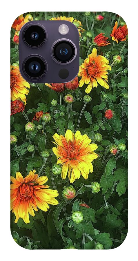 Orange Fall Mums Opening - Phone Case