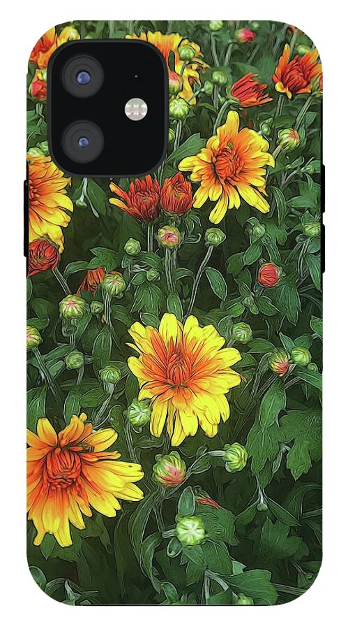Orange Fall Mums Opening - Phone Case