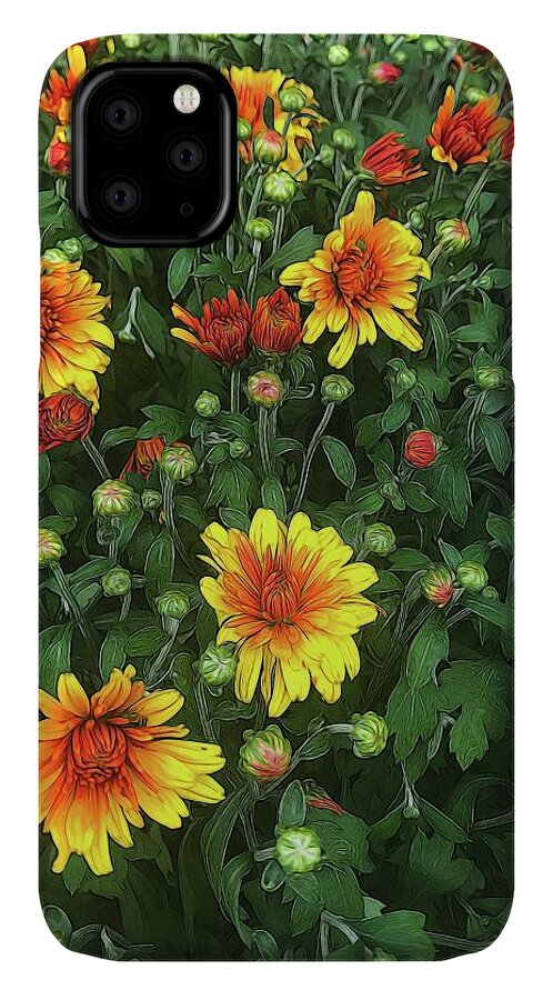 Orange Fall Mums Opening - Phone Case