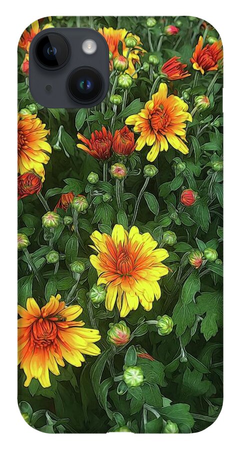 Orange Fall Mums Opening - Phone Case