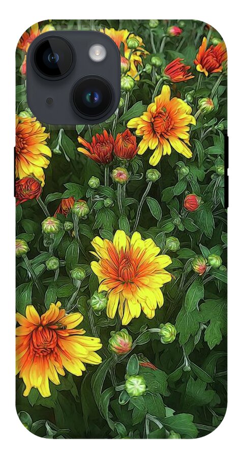 Orange Fall Mums Opening - Phone Case