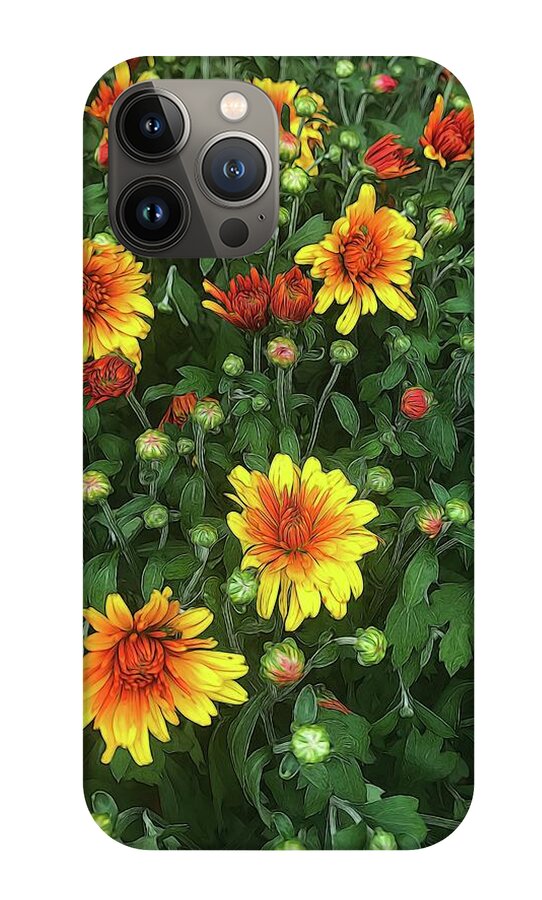 Orange Fall Mums Opening - Phone Case