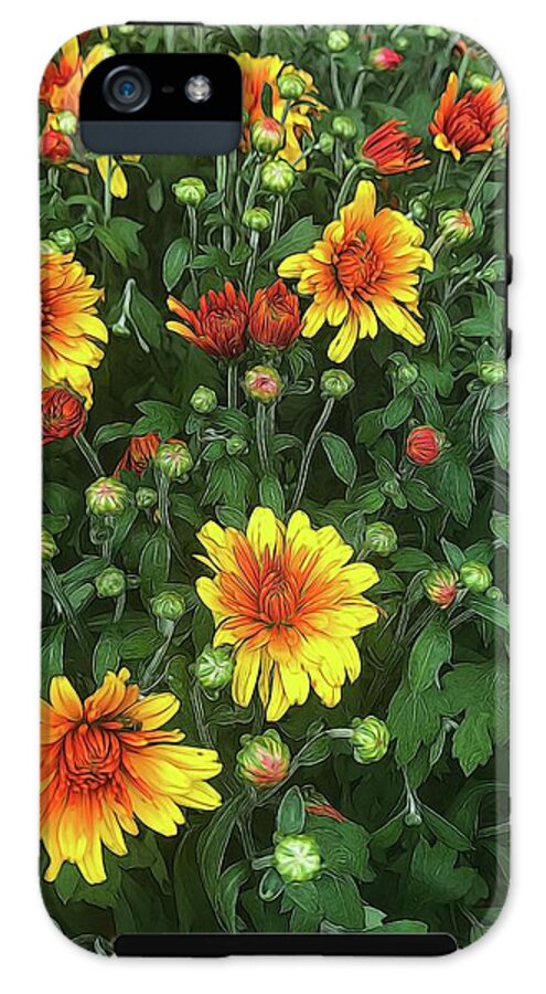 Orange Fall Mums Opening - Phone Case