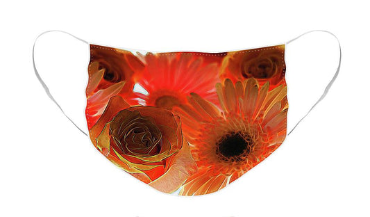 Orange Rose Pink Daisy - Face Mask