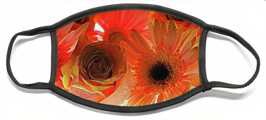 Orange Rose Pink Daisy - Face Mask