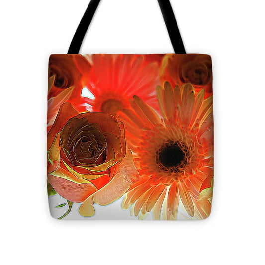Orange Rose Pink Daisy - Tote Bag