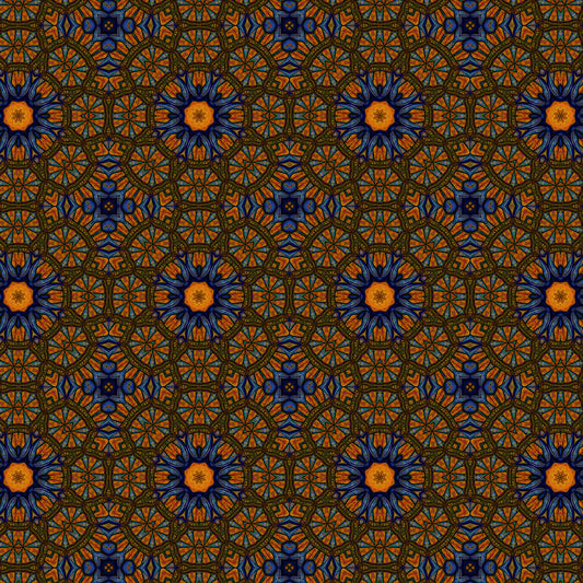 Orange and Blue Sketchy Kaleidoscope Digital Image Download