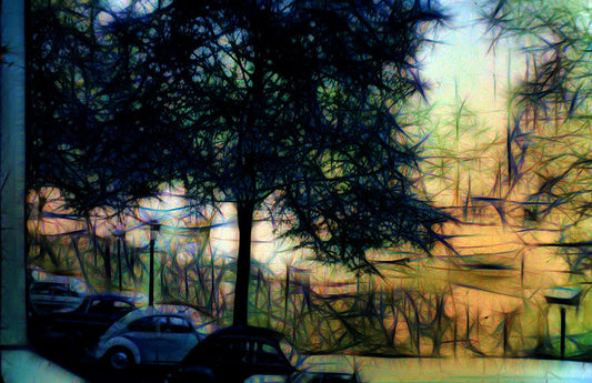 Vintage Travel Parking Under A Tree Digital Image Download