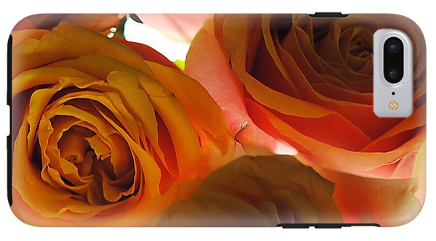 Pastel Pink and Orange Roses on White - Phone Case