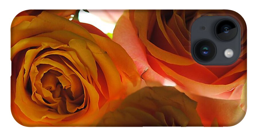 Pastel Pink and Orange Roses on White - Phone Case