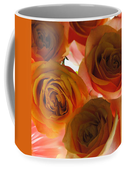 Pastel Pink and Orange Roses on White - Mug