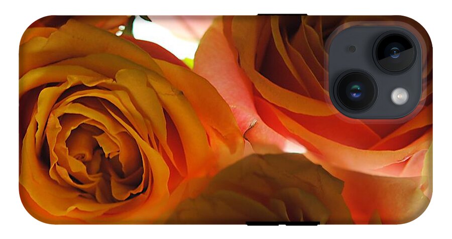 Pastel Pink and Orange Roses on White - Phone Case