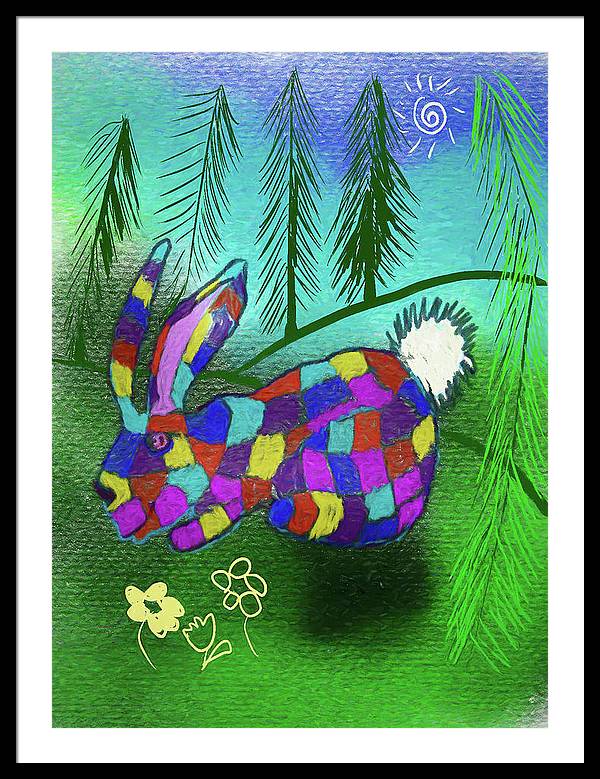 Patchwork Bunny - Framed Print