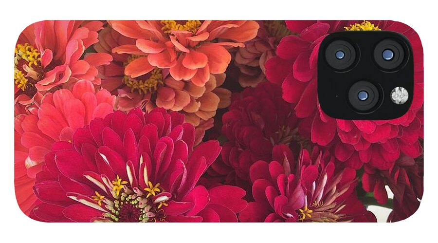 Peach and Pink Zinnias - Phone Case