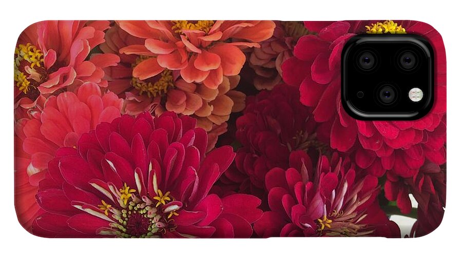 Peach and Pink Zinnias - Phone Case
