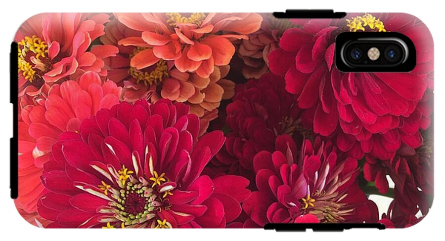 Peach and Pink Zinnias - Phone Case