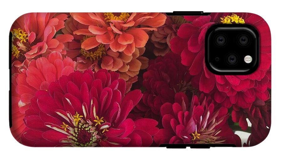 Peach and Pink Zinnias - Phone Case