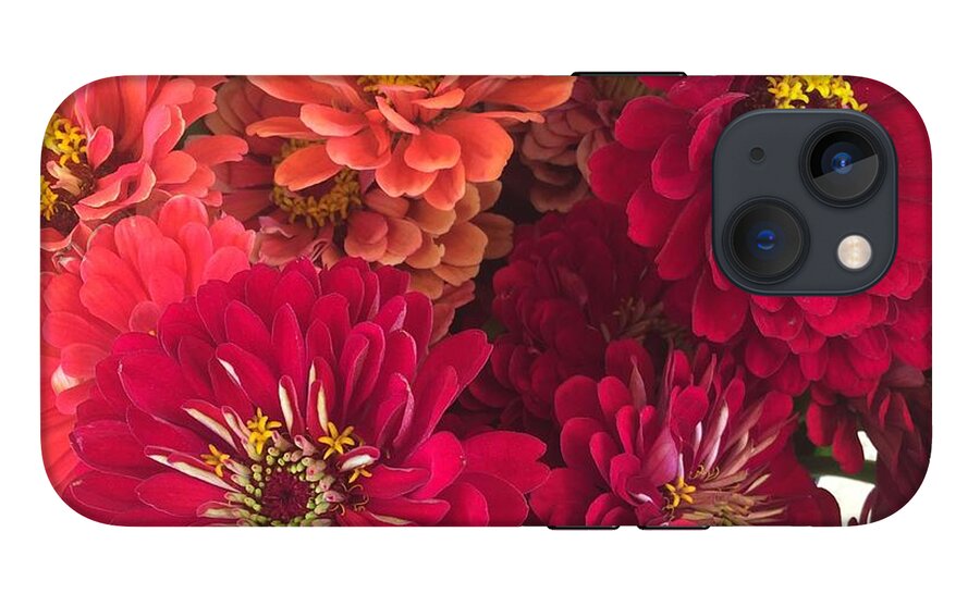 Peach and Pink Zinnias - Phone Case