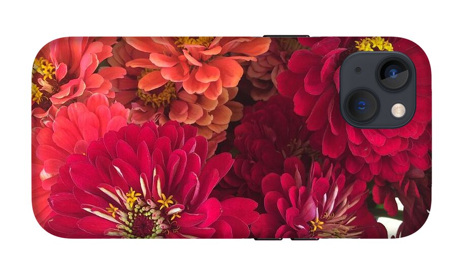 Peach and Pink Zinnias - Phone Case
