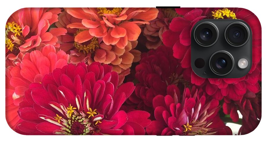 Peach and Pink Zinnias - Phone Case
