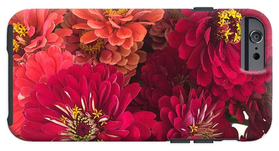 Peach and Pink Zinnias - Phone Case