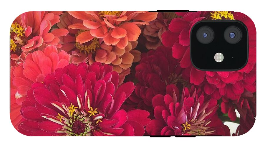 Peach and Pink Zinnias - Phone Case