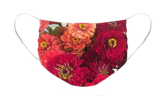 Peach and Pink Zinnias - Face Mask