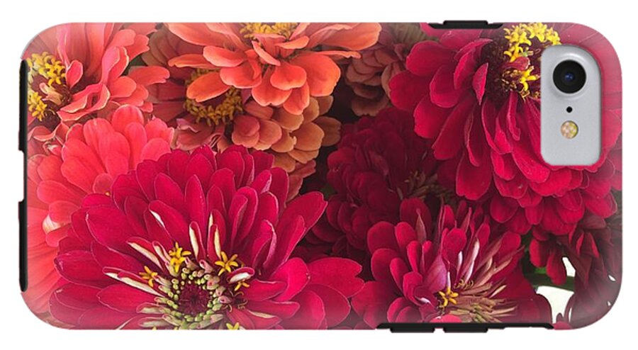 Peach and Pink Zinnias - Phone Case