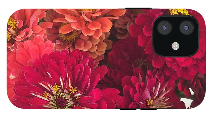 Peach and Pink Zinnias - Phone Case
