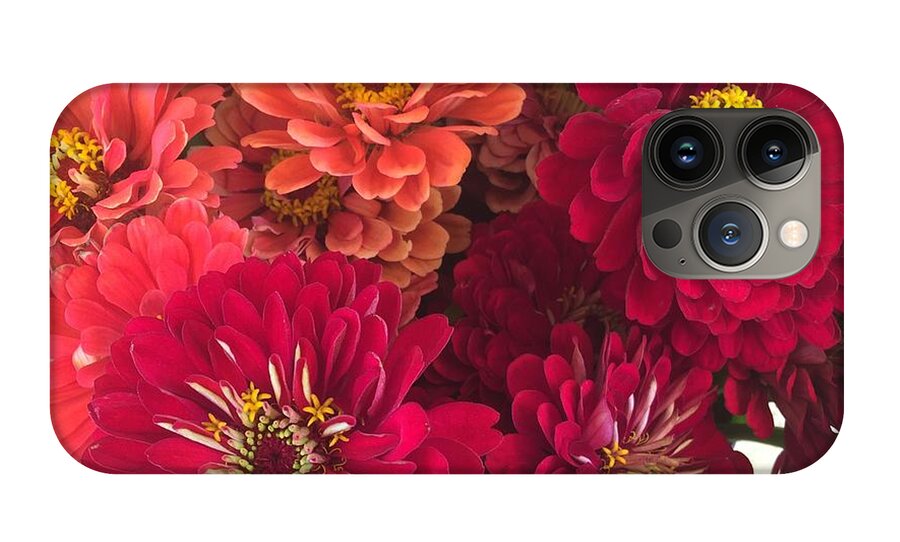 Peach and Pink Zinnias - Phone Case