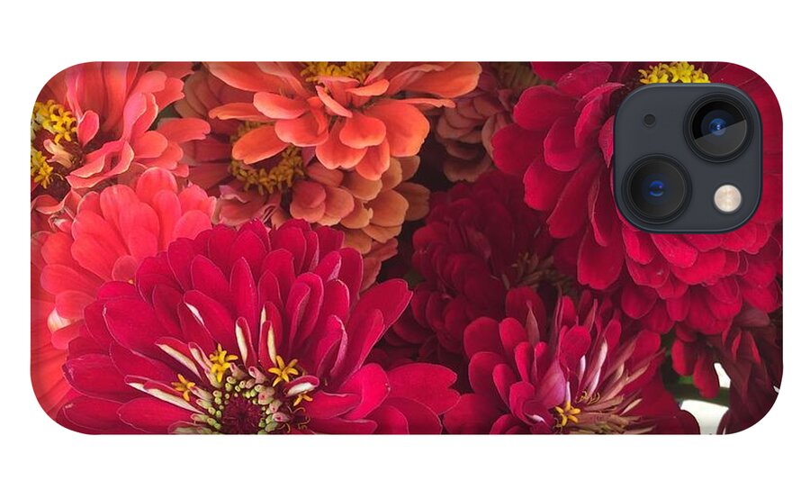 Peach and Pink Zinnias - Phone Case