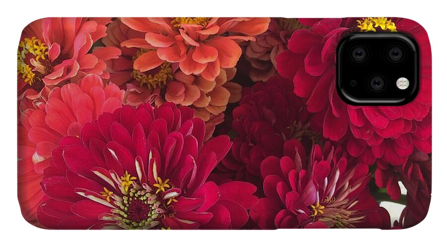 Peach and Pink Zinnias - Phone Case